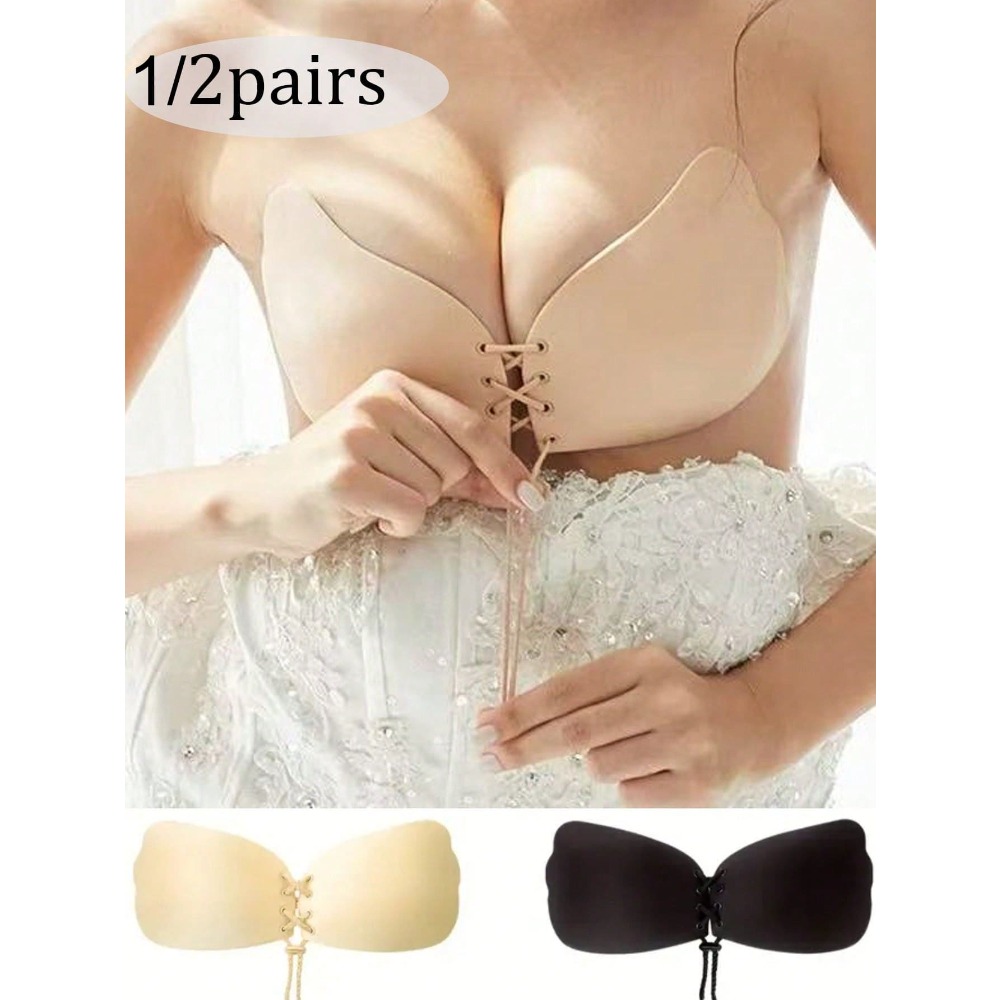 Push Up Bra Silicone - 1/2pcs Wing-Shaped Adhesive Bra With Drawstring