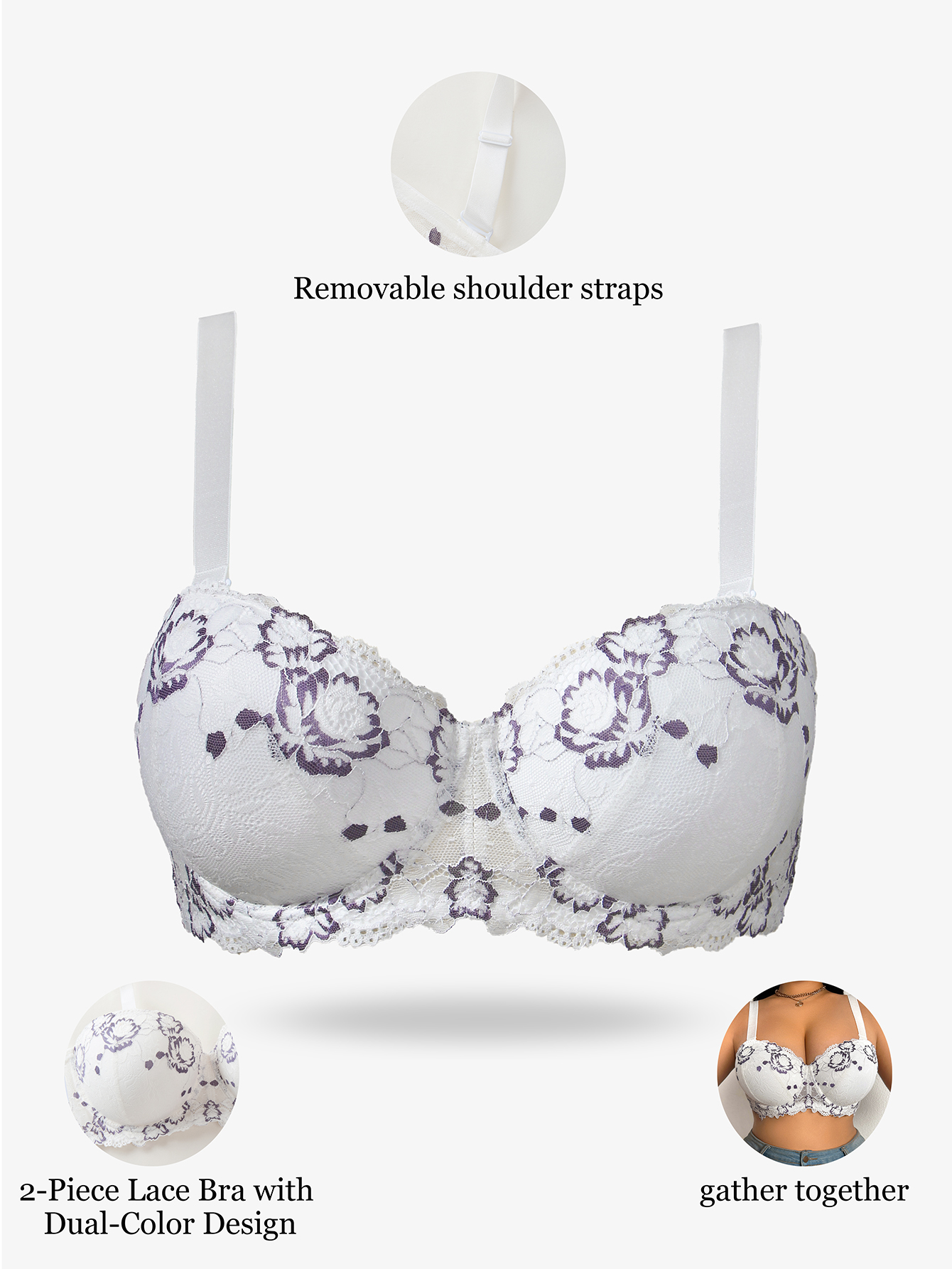 Plus Size Lace & Embroidery Wo – Underwire Bra Padded Bewertung und Preis