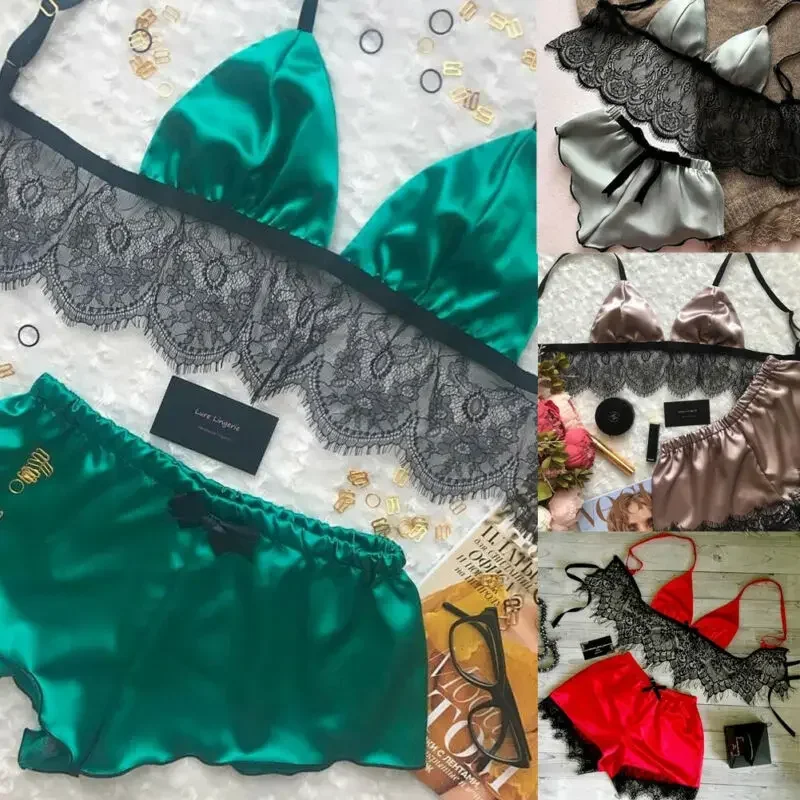 Women's Underwear Sexy Silk Sa – Lace Bralette Set Bewertung und Preis