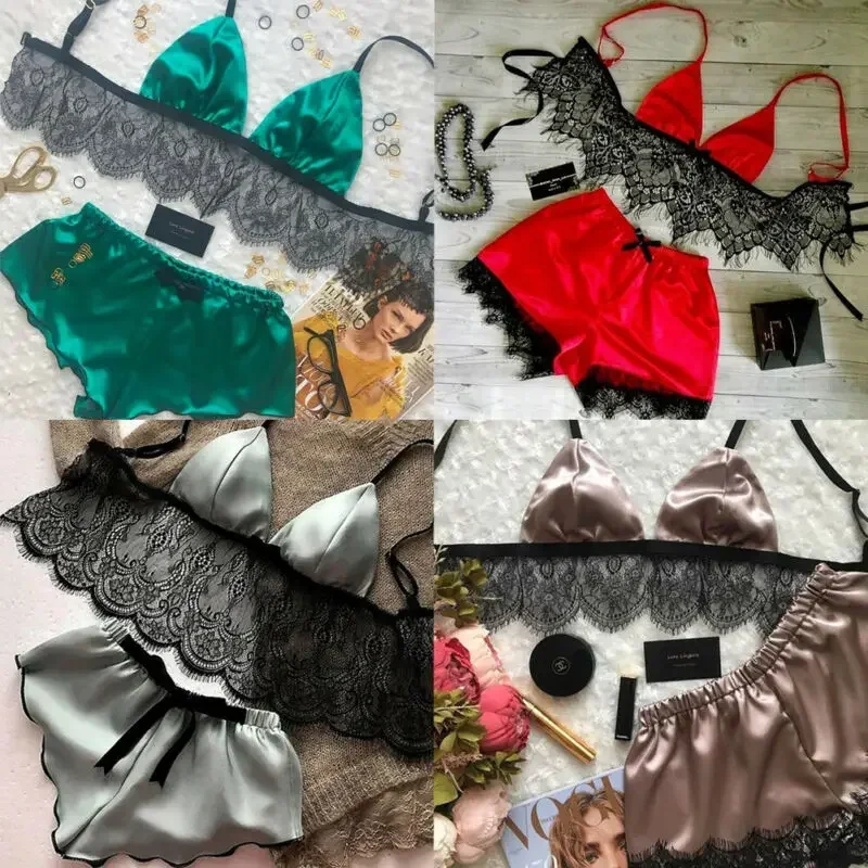 Women's Underwear Sexy Silk Sa – Lace Bralette Set Bewertung und Preis