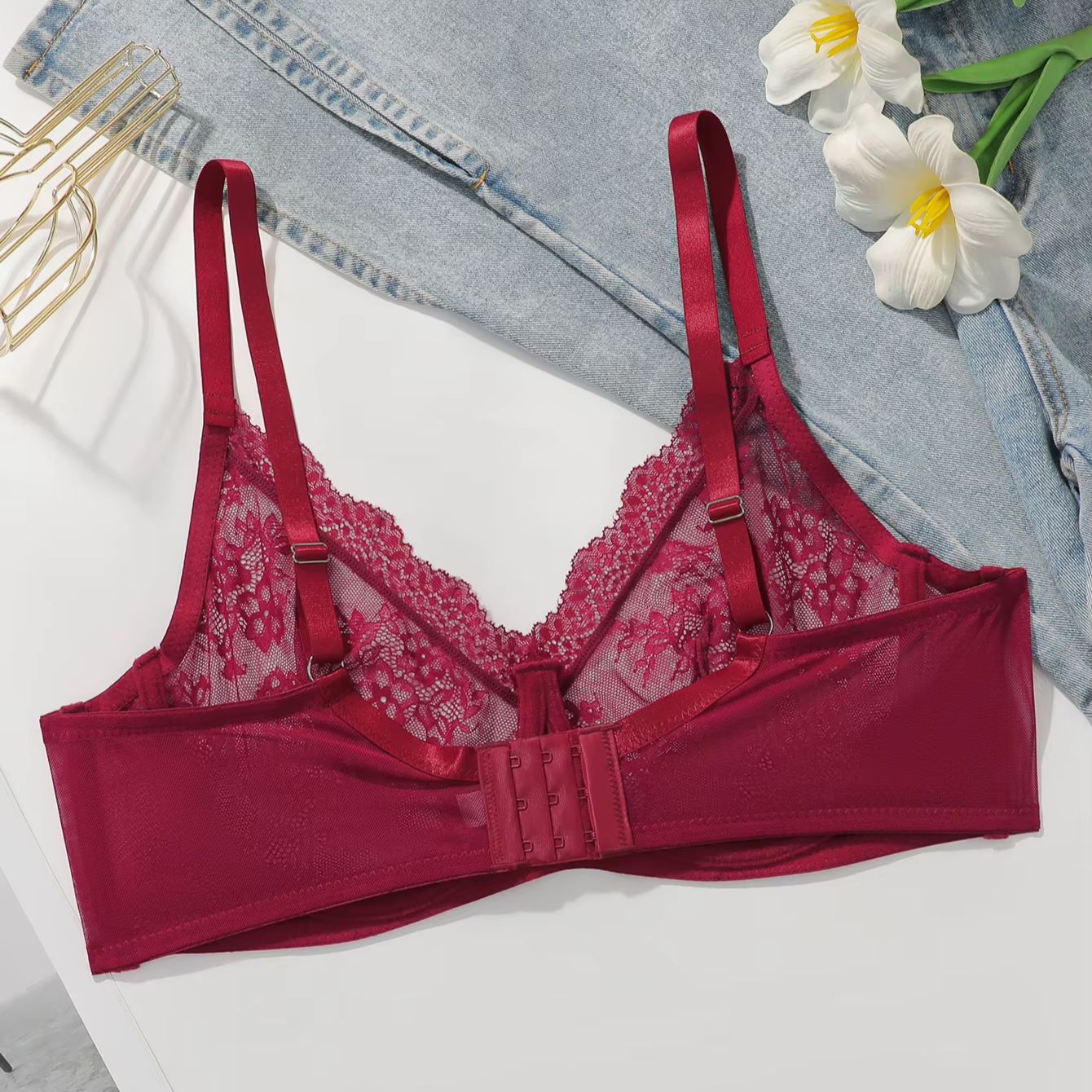 Women Plus Size Red Lace Sheer – Full Coverage Bra Bewertung und Preis