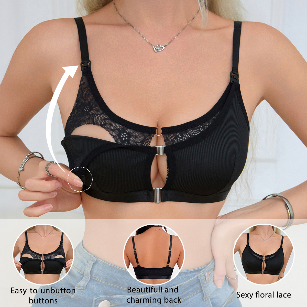 Black Comfortable Front Clasp  – Nursing Bra Clip Bewertung und Preis