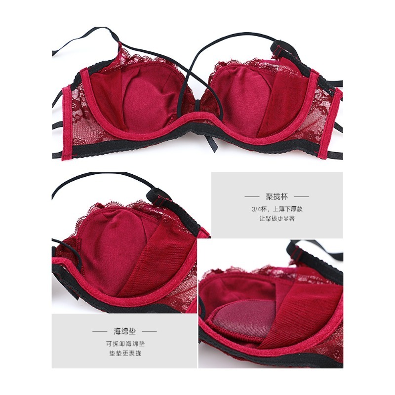 Elegant Lace Half Cup Bra Set, – Demi Bra Balconette Bewertung und Preis