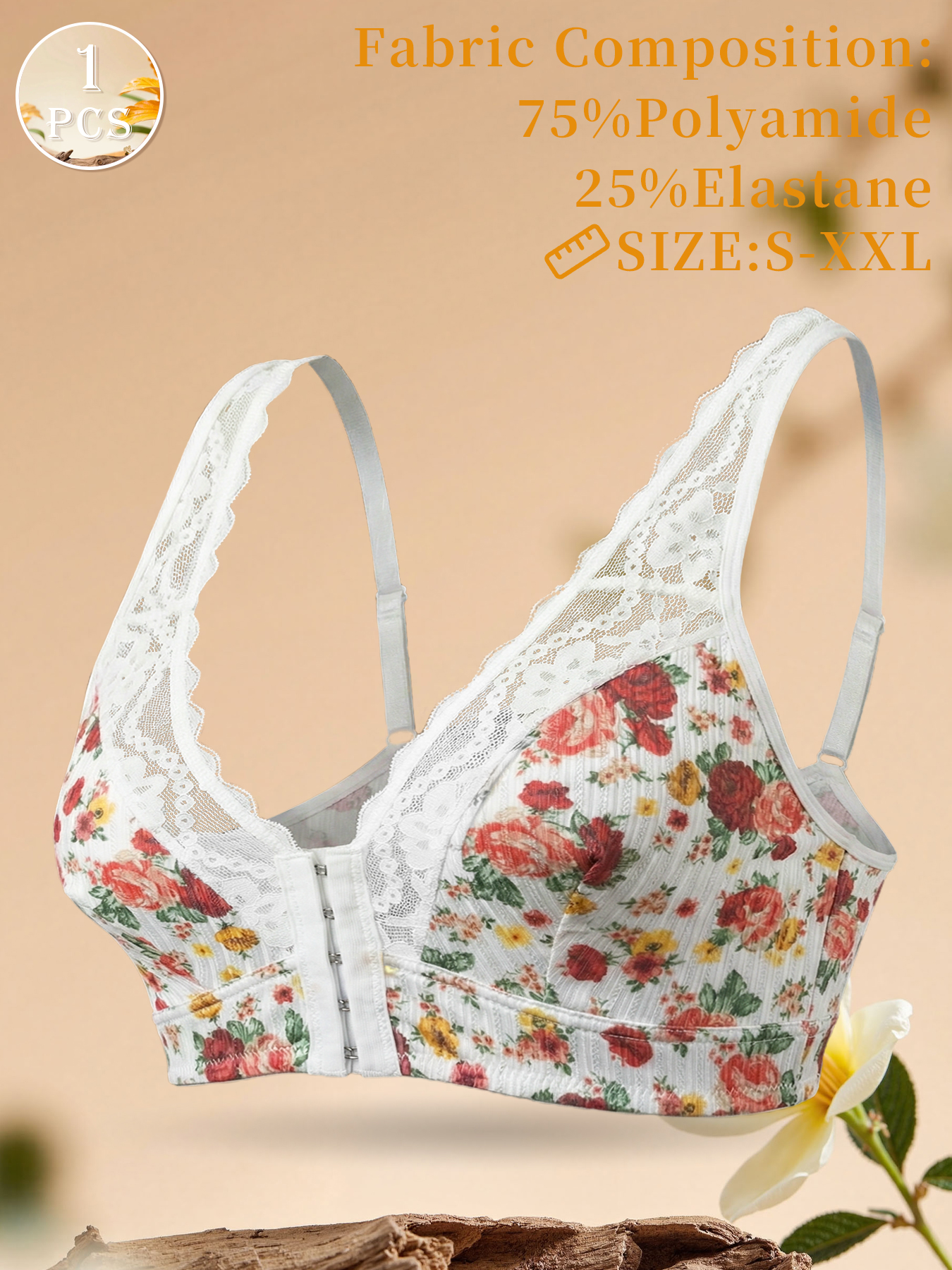 1pc Women's Floral Print Wirel – Wirefree Bra Comfort Bewertung und Preis